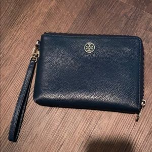 Navy Torch Burch Wristlet